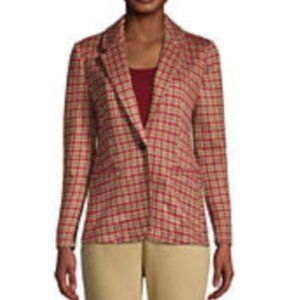 NWT Lands End Petite Houndstooth Sweater Fleece Blazer
